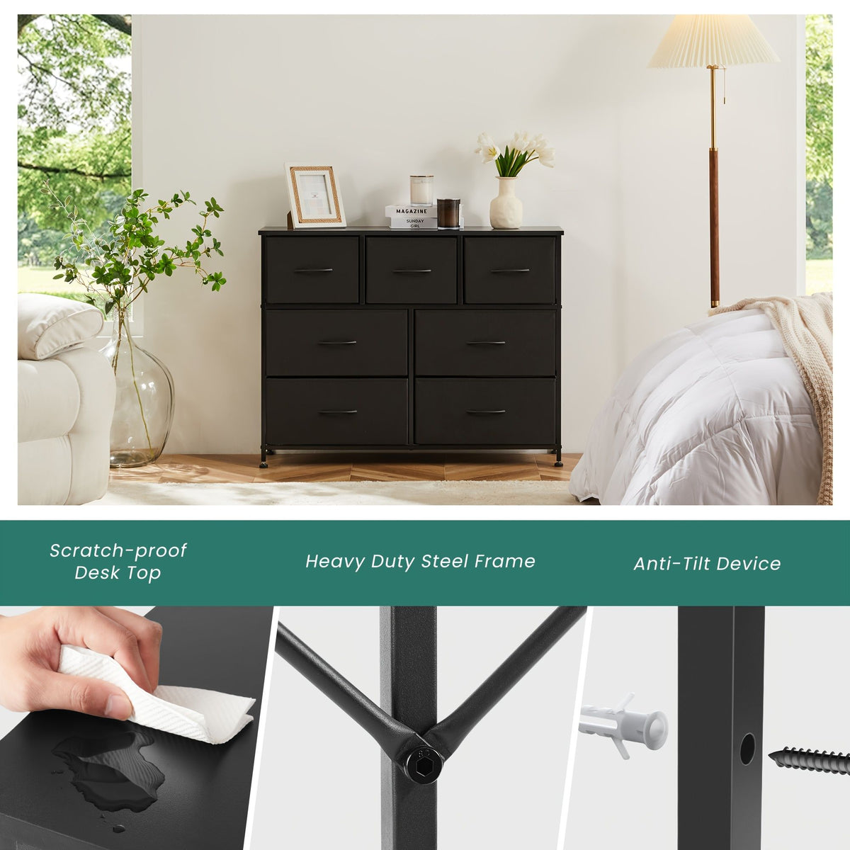 Dresser for bedroom 7 storage Spaces, assembled wardrobe lockers, bedroom furniture lockers