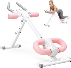 Adjustable Ab Machine for Stomach Workout, Core Workout Equipment for Home Gym, Ab Trainer with 2 Incline & 5 Height Levels, Knee & Elbow Protect
