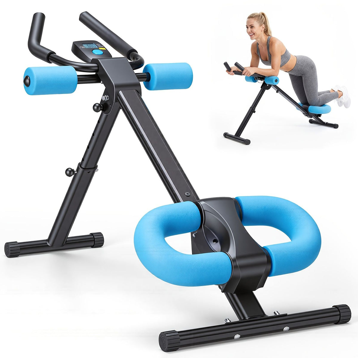 Adjustable Ab Machine for Stomach Workout, Core Workout Equipment for Home Gym, Ab Trainer with 2 Incline & 5 Height Levels, Knee & Elbow Protect