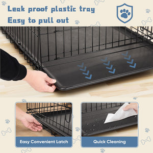 24 inch Single door Dog Cage - durable metal pet kennel, secure lock, collapsible design, removable tray for easy cleaning, portable puppy cage