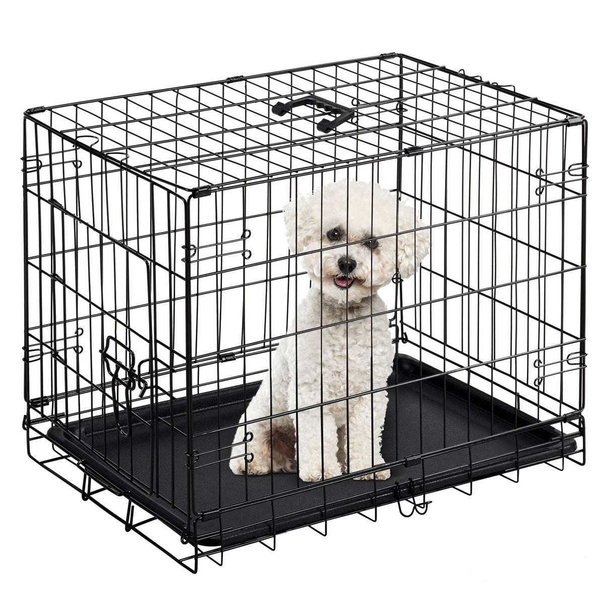 24 inch Single door Dog Cage - durable metal pet kennel, secure lock, collapsible design, removable tray for easy cleaning, portable puppy cage