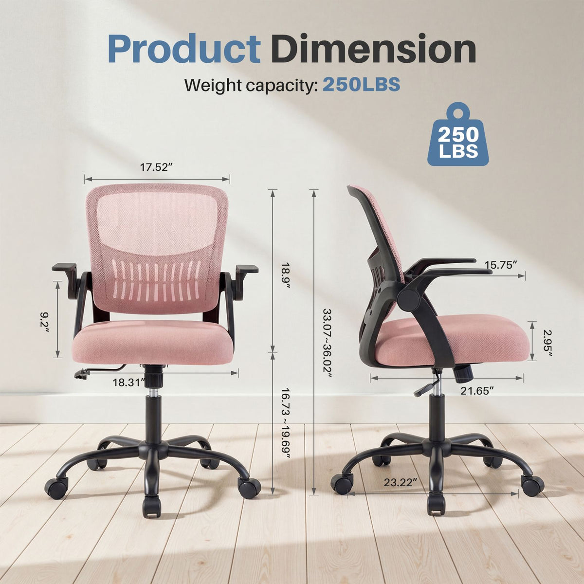 Ergonomic Office Seating - Mid-Back Desk Chairs Featuring Adjustable Height, Swivel Functionality, Flip-Up Armrests, And Lumbar Support, Designed