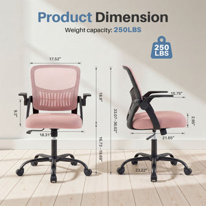 Ergonomic Office Seating - Mid-Back Desk Chairs Featuring Adjustable Height, Swivel Functionality, Flip-Up Armrests, And Lumbar Support, Designed