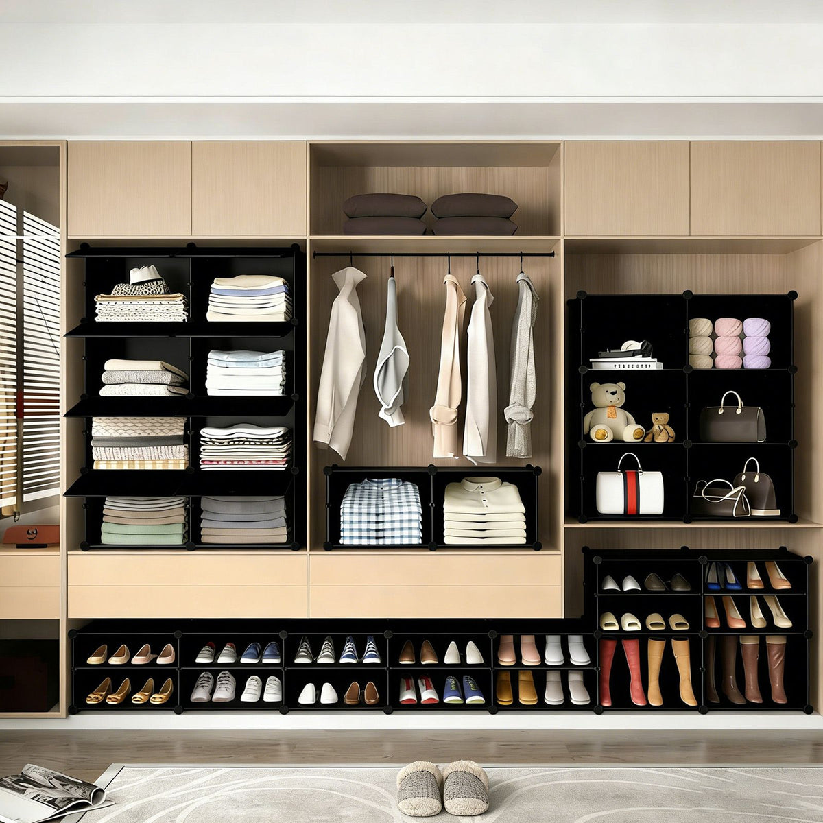 Shoe rack storage cabinet, 8-layer shoe storage cabinet with door, stackable and detachable shoe storage cabinet