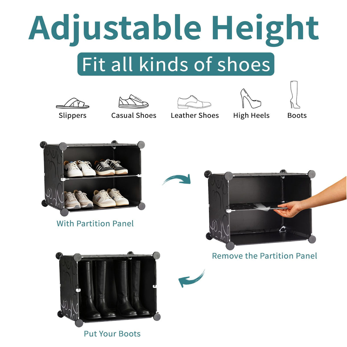 Shoe rack storage cabinet, 8-layer shoe storage cabinet with door, stackable and detachable shoe storage cabinet