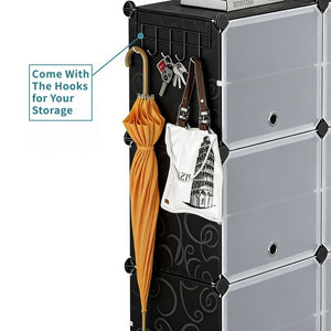 Shoe rack storage cabinet, 8-layer shoe storage cabinet with door, stackable and detachable shoe storage cabinet