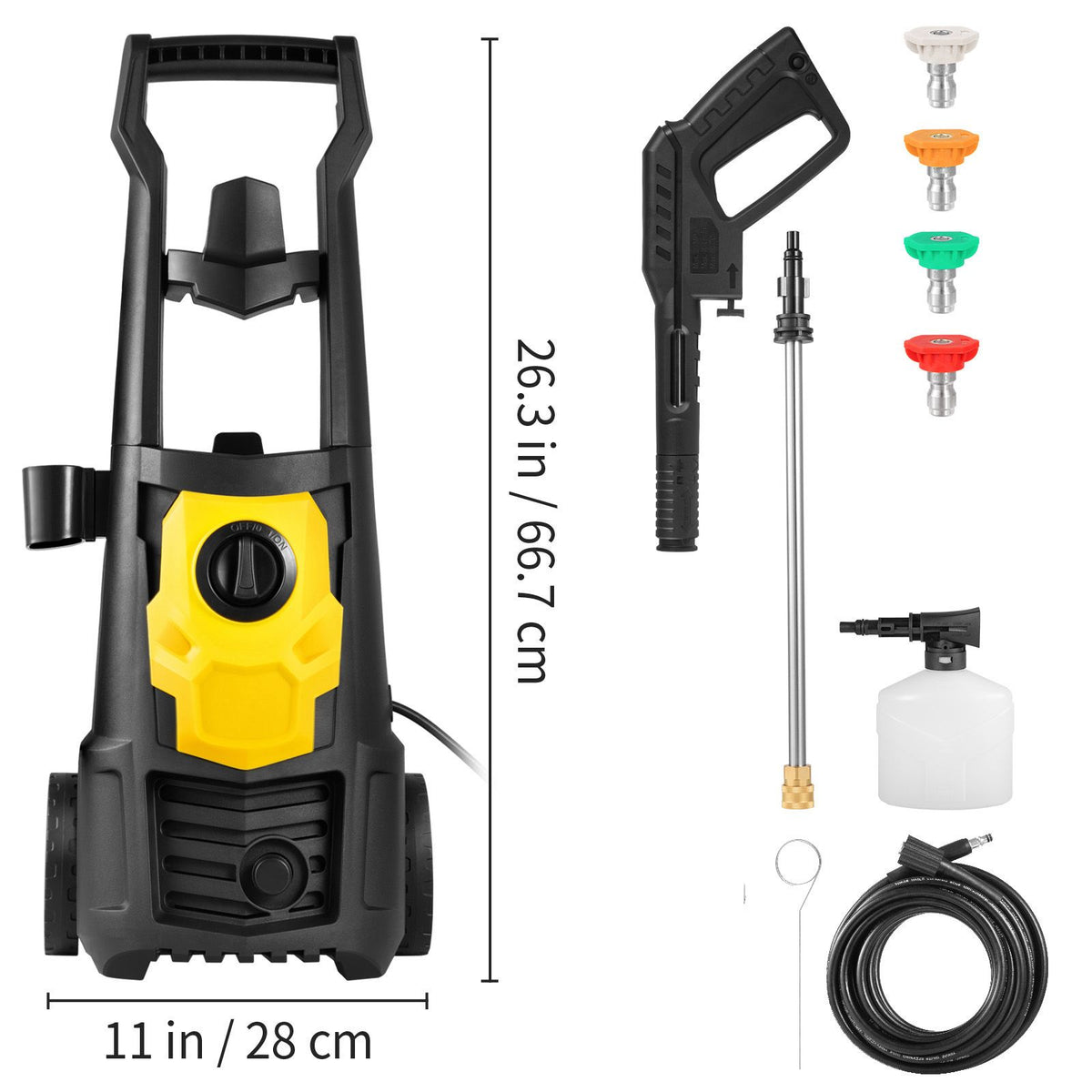 Electric Power Washer, 2000 PSI, Max 1.65 GPM Pressure Washer with 30 ft Hose & Reel, 5 Quick Connect Nozzles, Foam Cannon, Portable to Clean Pat