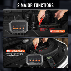 Smart Battery Charger, 8-Amp, LiFePO4 Lead-Acid (AGM / Gel / SLA) Car Battery Charger, Fully-Automatic Charger Maintainer for Boat Motorcycle Law