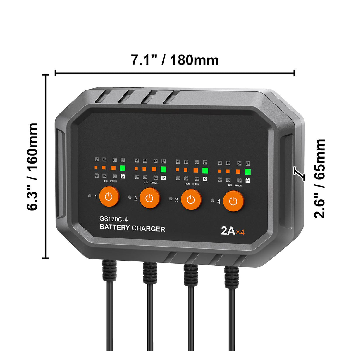 Smart Battery Charger, 8-Amp, LiFePO4 Lead-Acid (AGM / Gel / SLA) Car Battery Charger, Fully-Automatic Charger Maintainer for Boat Motorcycle Law