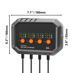 Smart Battery Charger, 8-Amp, LiFePO4 Lead-Acid (AGM / Gel / SLA) Car Battery Charger, Fully-Automatic Charger Maintainer for Boat Motorcycle Law