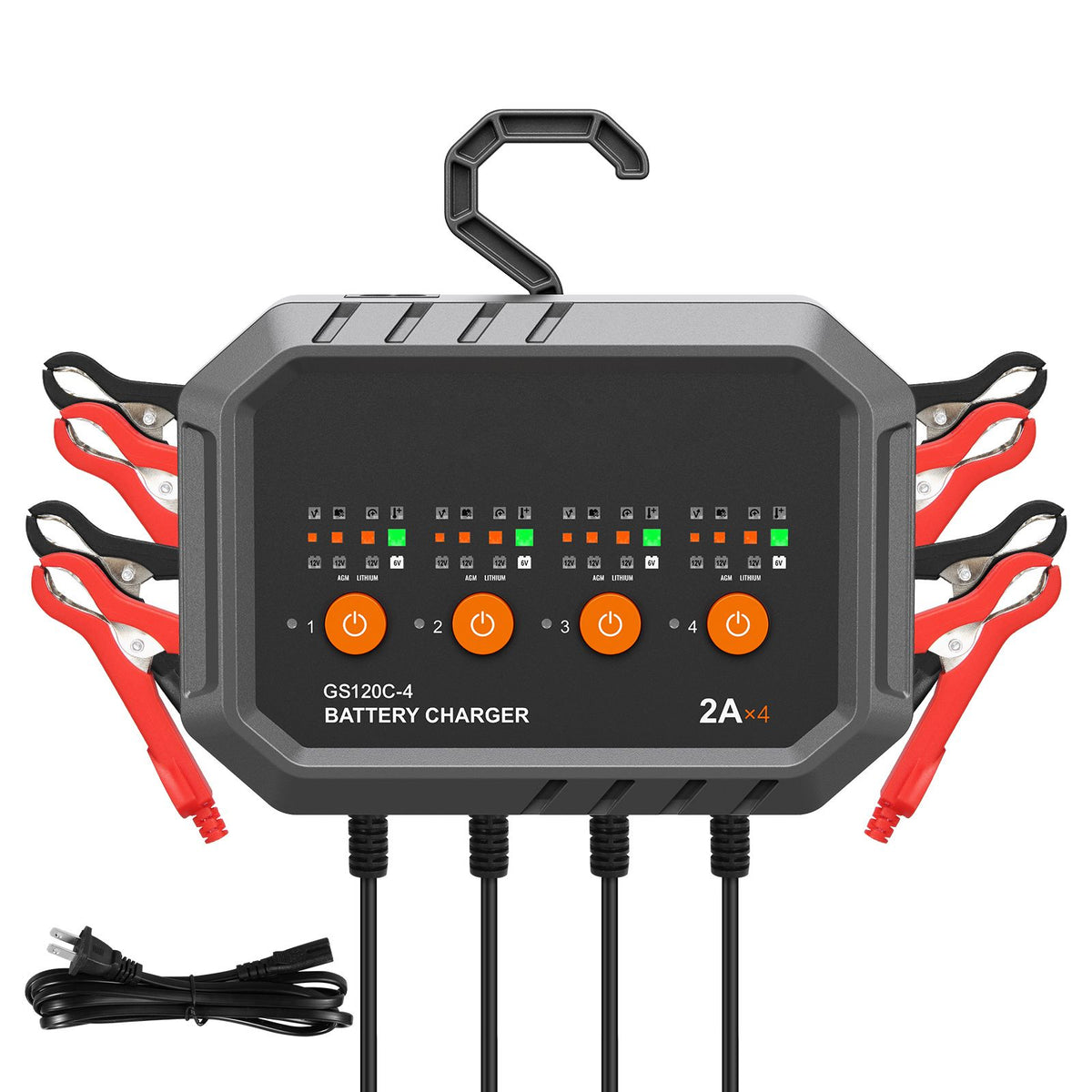 Smart Battery Charger, 8-Amp, LiFePO4 Lead-Acid (AGM / Gel / SLA) Car Battery Charger, Fully-Automatic Charger Maintainer for Boat Motorcycle Law