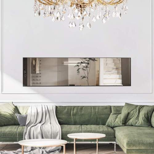 64"x21" Full Body Wall Mirror Standing Hanging or Leaning Wall-Mounted Mirrors with Stand Aluminum Alloy Frame Living Room