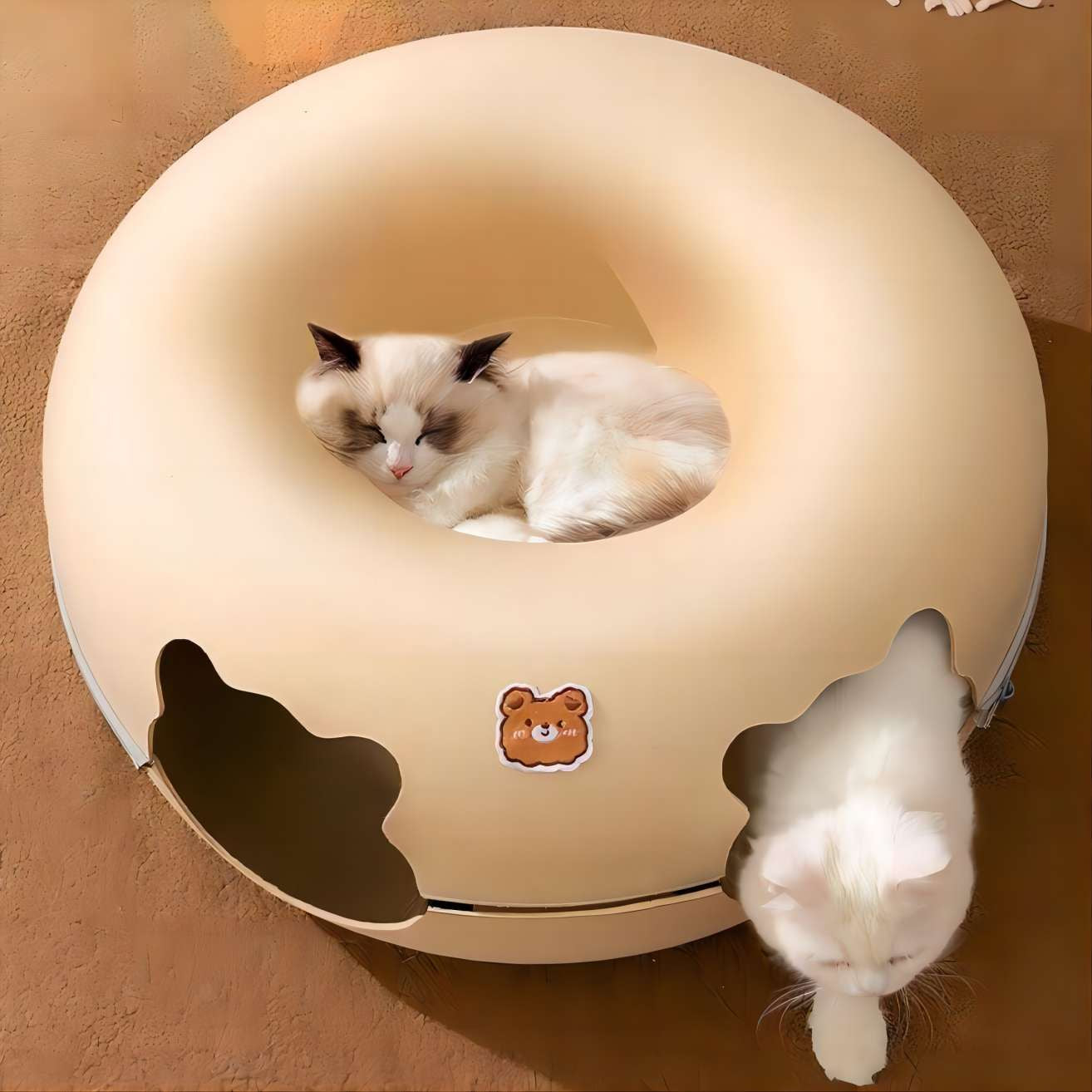 Cat Tunnel Bed and Donut Cave for Indoor Cats