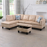 Beige Flannel Living Room Sofa Set