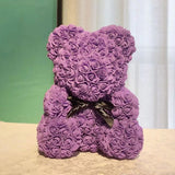 Rose Flower Bear for Valentines Day with Clear Gift Box 10 Inch