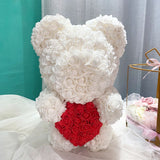 Rose Flower Bear for Valentines Day with Clear Gift Box 10 Inch
