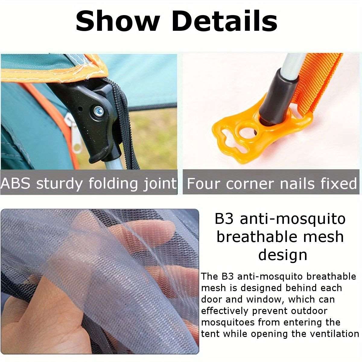 2-3 Person Waterproof Tent with 2 Mosquito Nets
