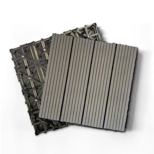 20pcs Wood Plastic Composite Deck Tiles, 12x12in