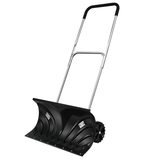 Adjustable Handle Rolling Snow Pusher Shovel - Durable Snow Removal Tool