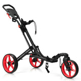 3 Wheel Folding Golf Push Cart with Scoreboard and Adjustable Handle