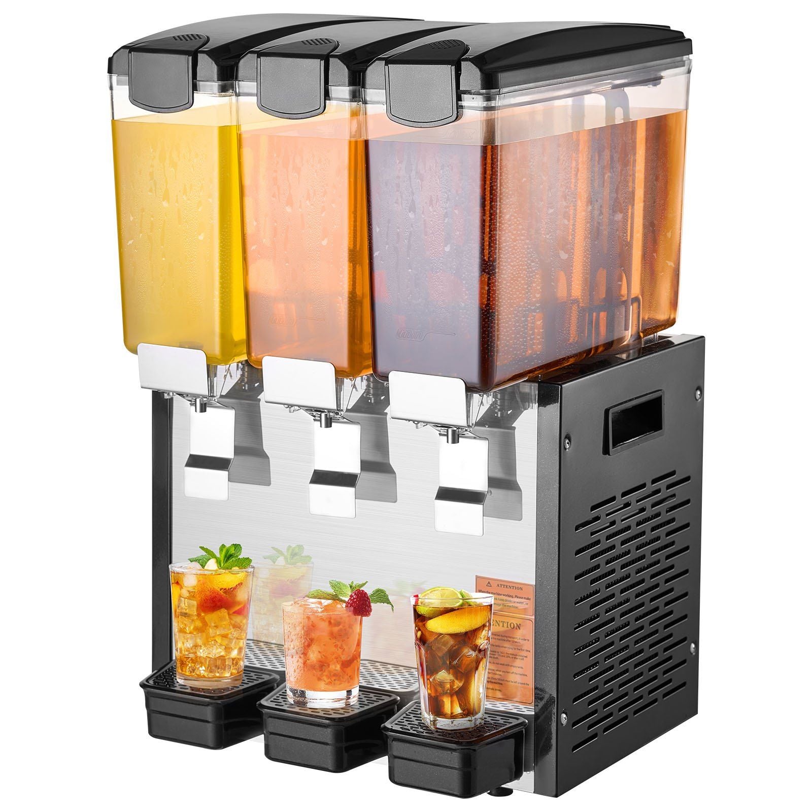 Commercial Beverage Dispenser - 10L x 3 Tanks, Cold Juice and Ice Drink Dispenser