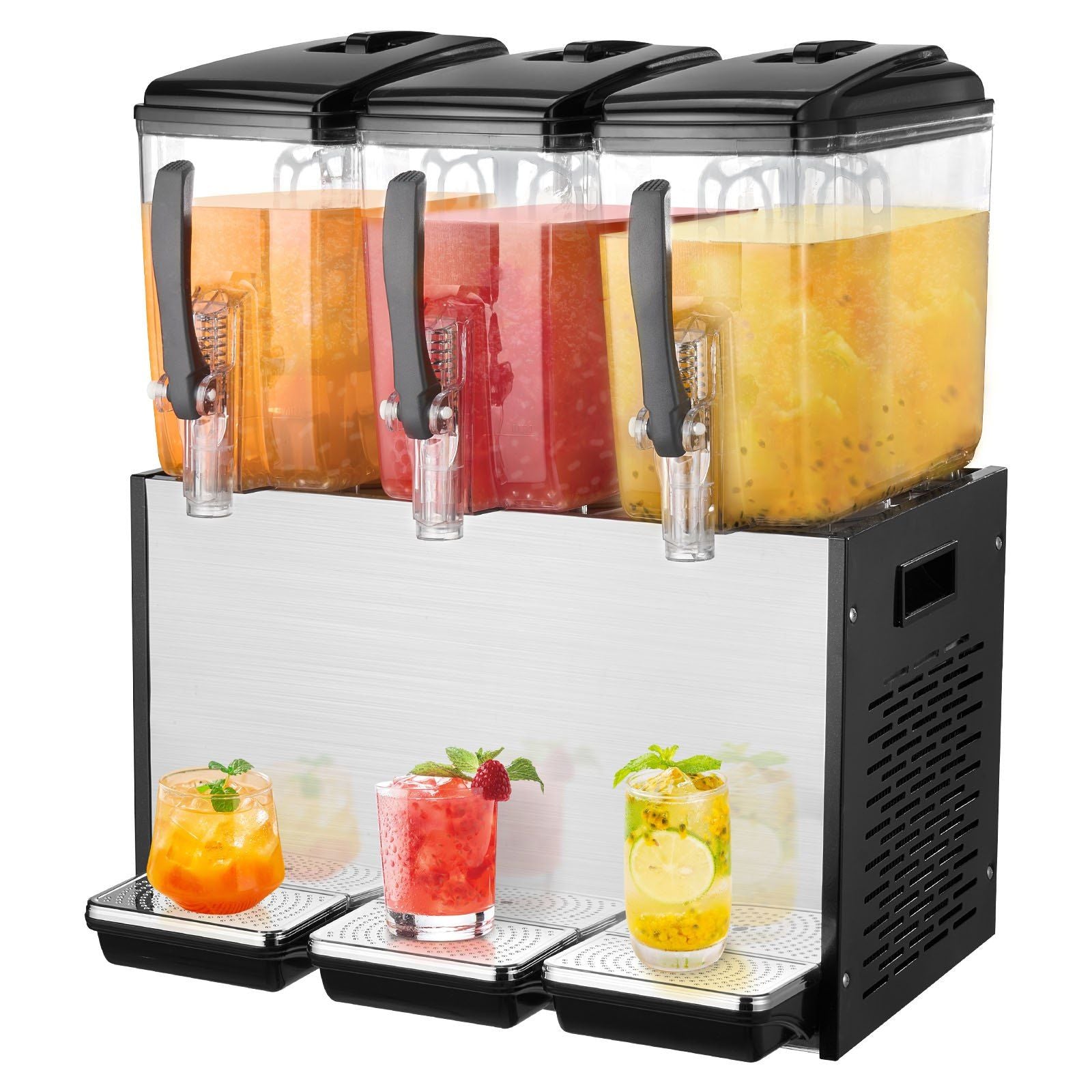 Commercial Beverage Dispenser - 12L x 3 Tanks, Cold Juice and Ice Drink Dispenser