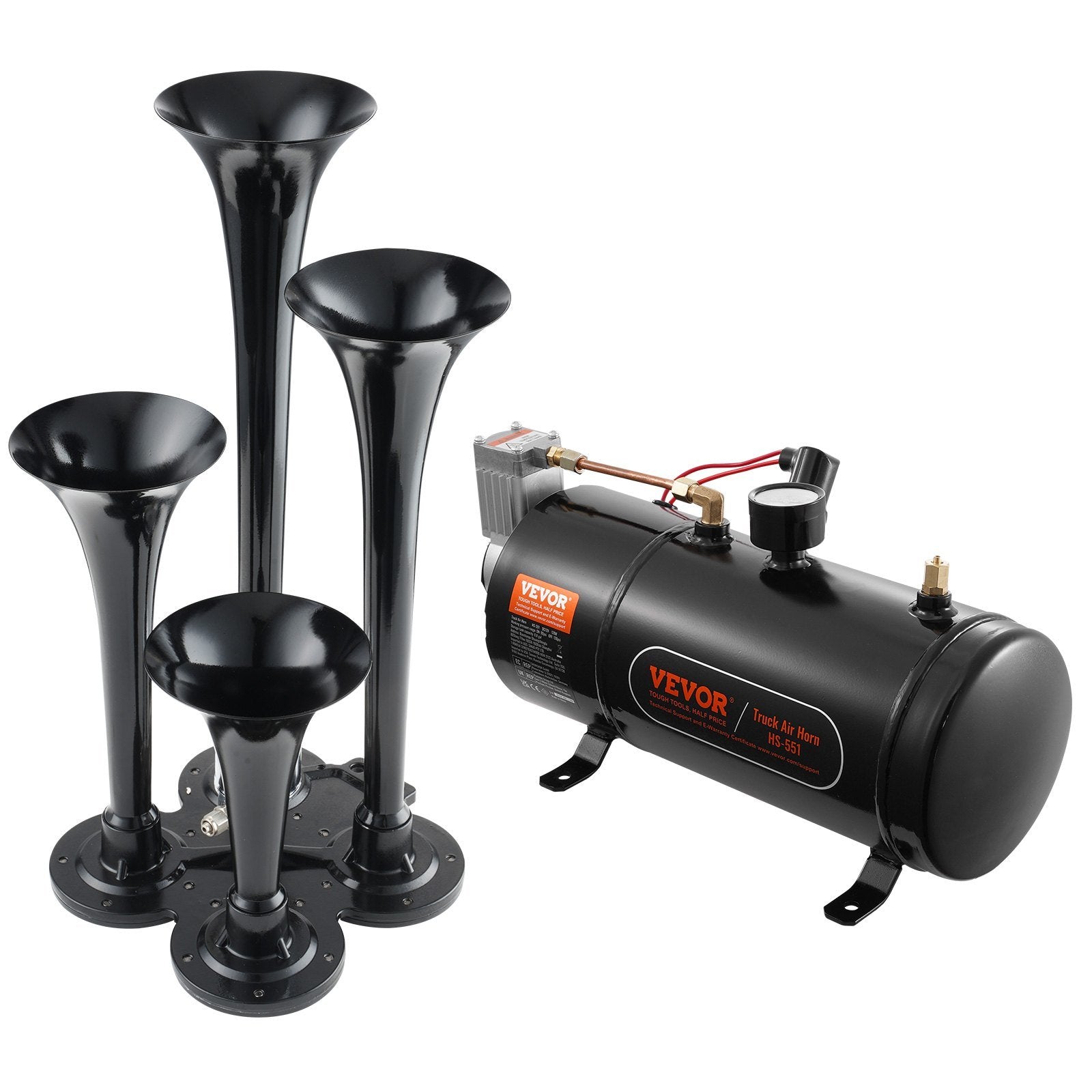 Train Horns Kit, 4 Trumpet Air Horn Kit