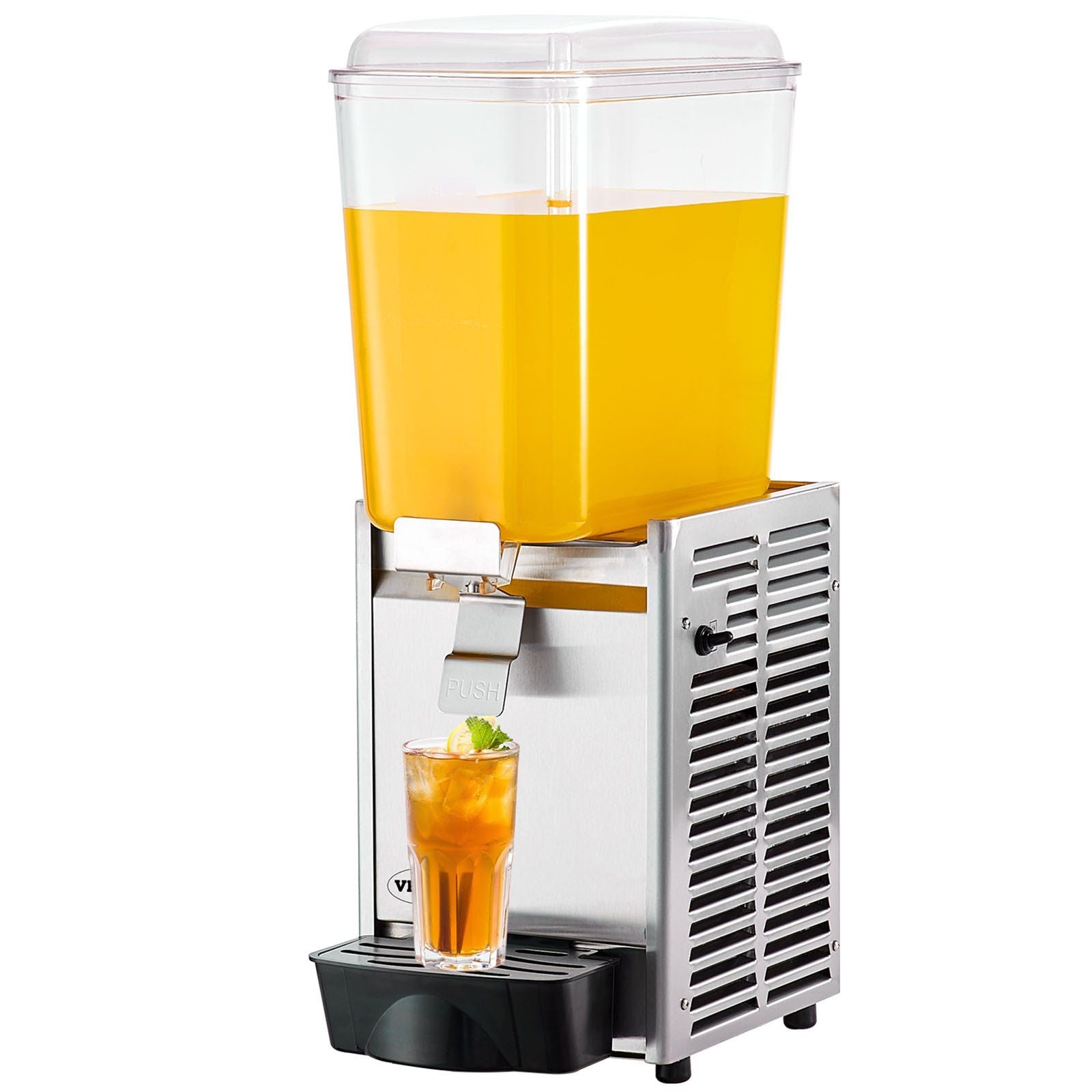 Commercial Beverage Dispenser - 20.4 Qt (18L) Single Tank Iced Tea & Juice Machine, 325W Stainless Steel with Thermostat Control (41°F-53.6°F)