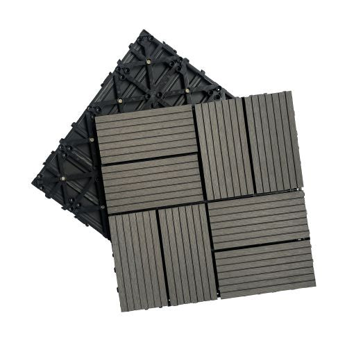 20pcs Wood Plastic Composite Deck Tiles, 12x12in