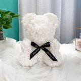 Rose Flower Bear for Valentines Day with Clear Gift Box 10 Inch