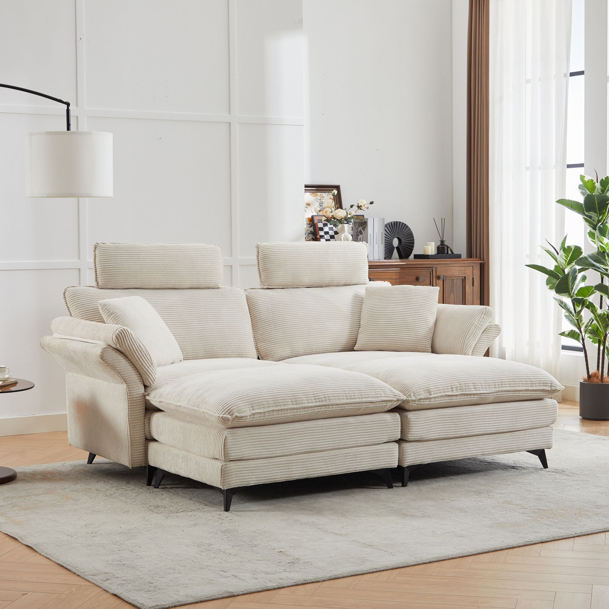 Deep Seat Sectional Sofa (Beige).