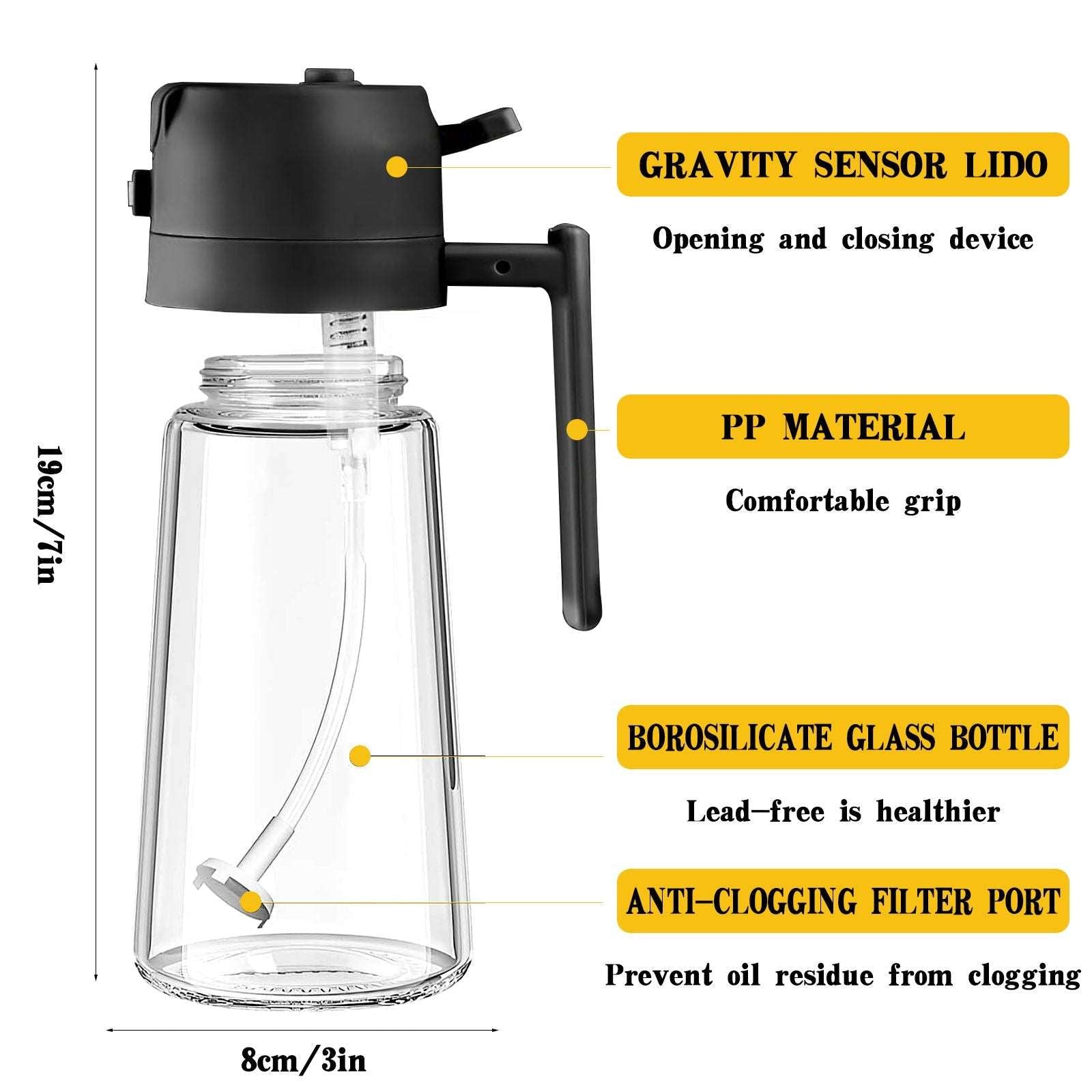 16oz 2-in-1 Oil Dispenser and Sprayer for Cooking, 470ml