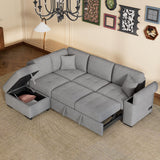 Sleeper Sectional Sofa Bed with Storage Ottoman