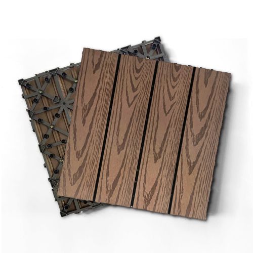 20pcs Wood Plastic Composite Deck Tiles, 12x12in