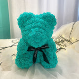 Rose Flower Bear for Valentines Day with Clear Gift Box 10 Inch