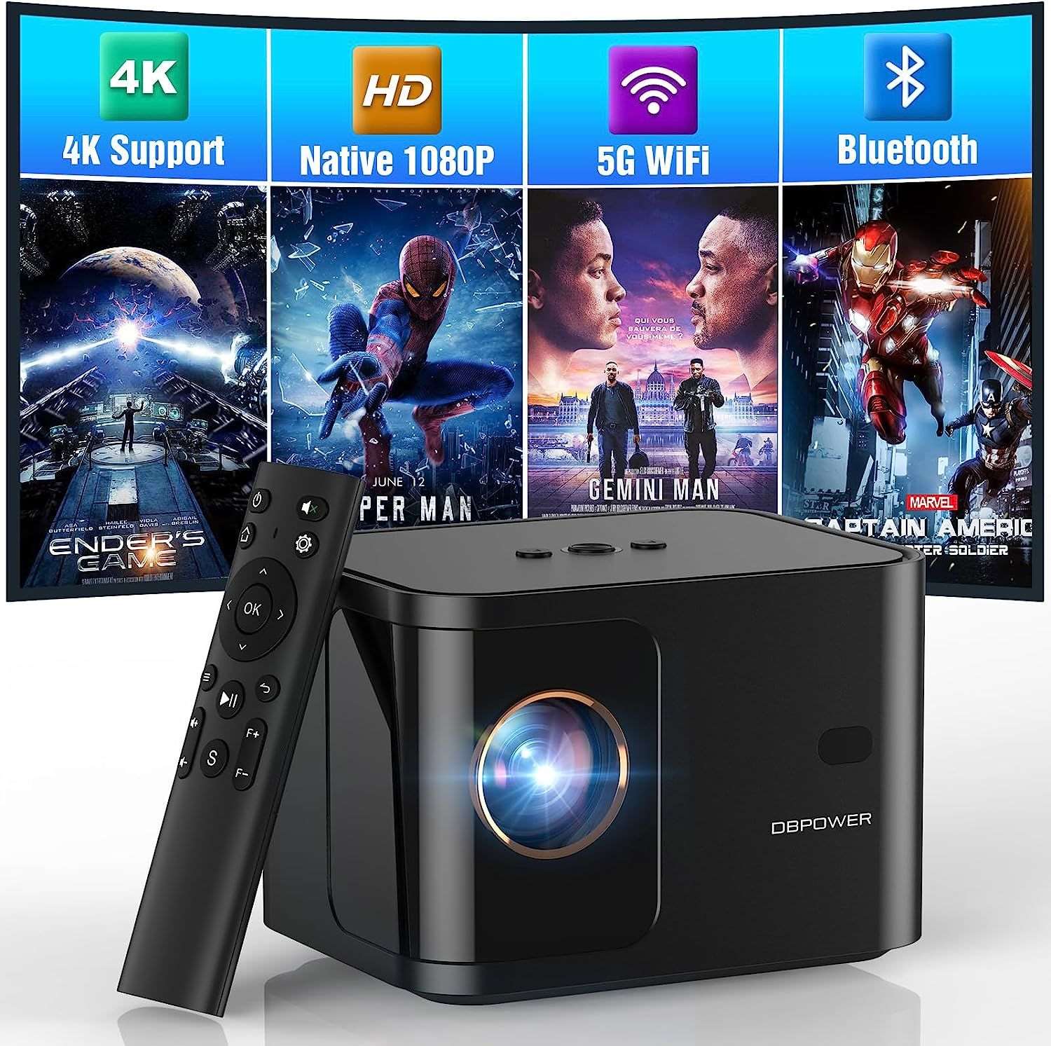 5G WiFi Mini Bluetooth Projector