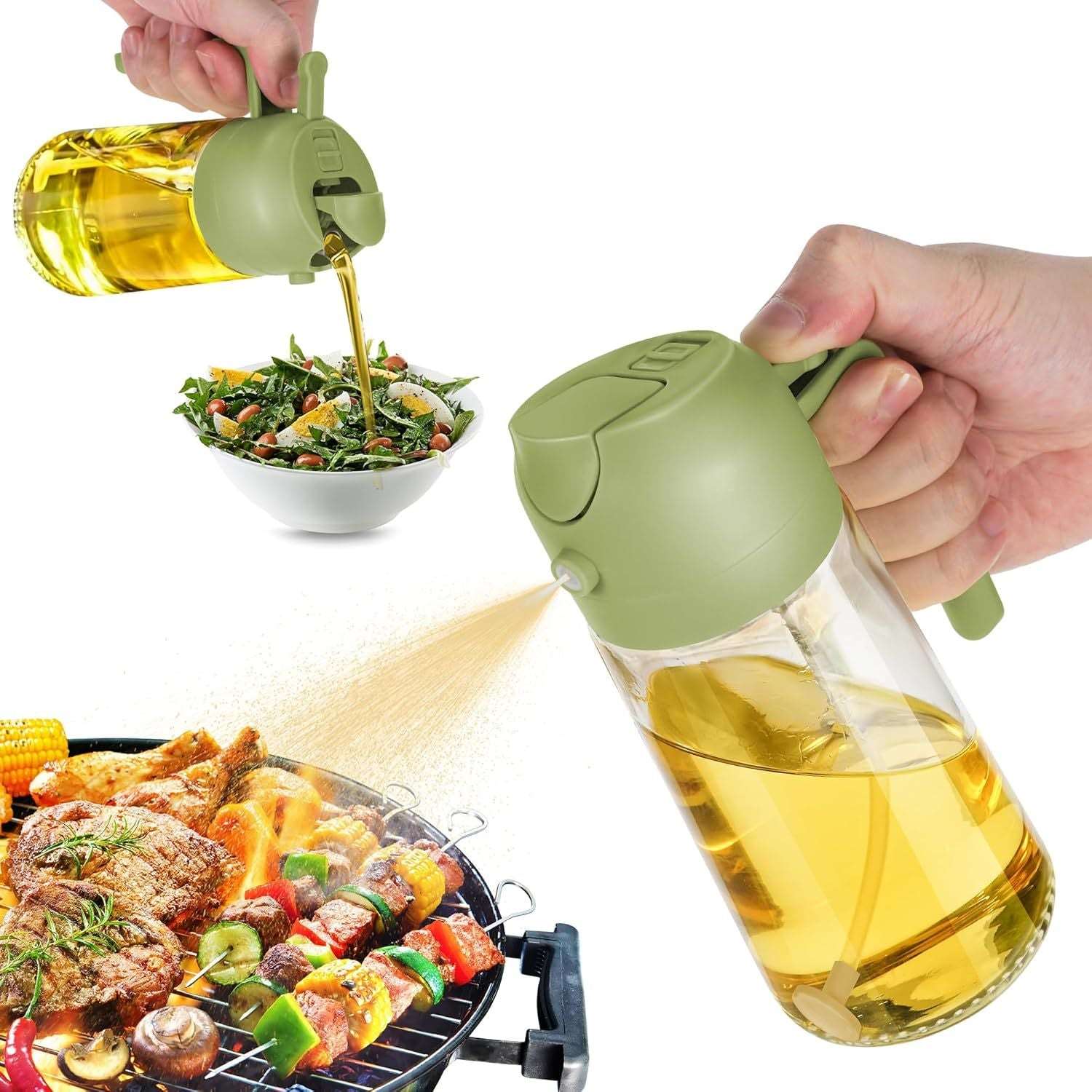 16oz 2-in-1 Oil Dispenser and Sprayer for Cooking, 470ml