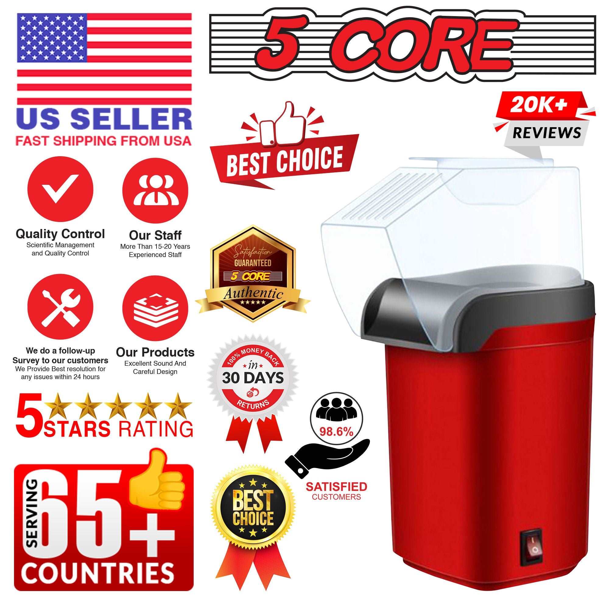 16-Cup Hot Air Popcorn Maker