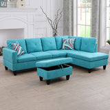 Green Flannel Living Room Sofa Set