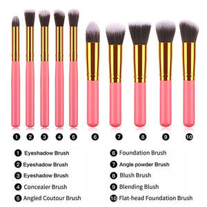 10 pcs makeup brush set (Pink Golden)