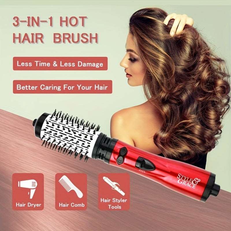 2-in-1 Electric Rotating Curling Comb and Hair Dryer