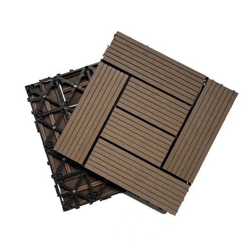 20pcs Wood Plastic Composite Deck Tiles, 12x12in