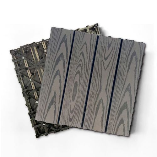 20pcs Wood Plastic Composite Deck Tiles, 12x12in