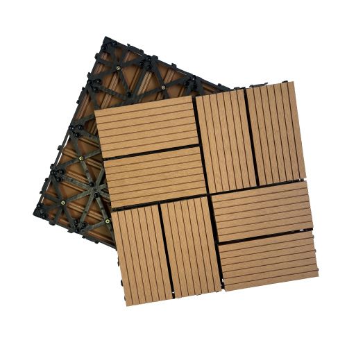 20pcs Wood Plastic Composite Deck Tiles, 12x12in