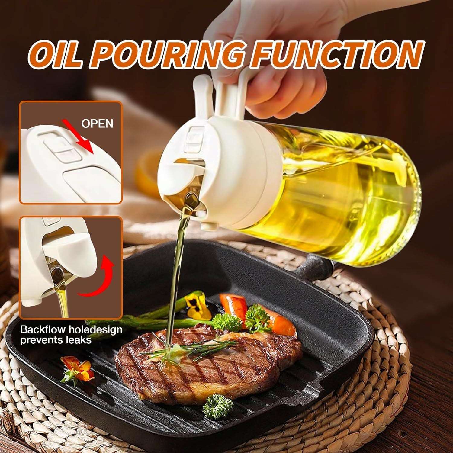 16oz 2-in-1 Oil Dispenser and Sprayer for Cooking, 470ml