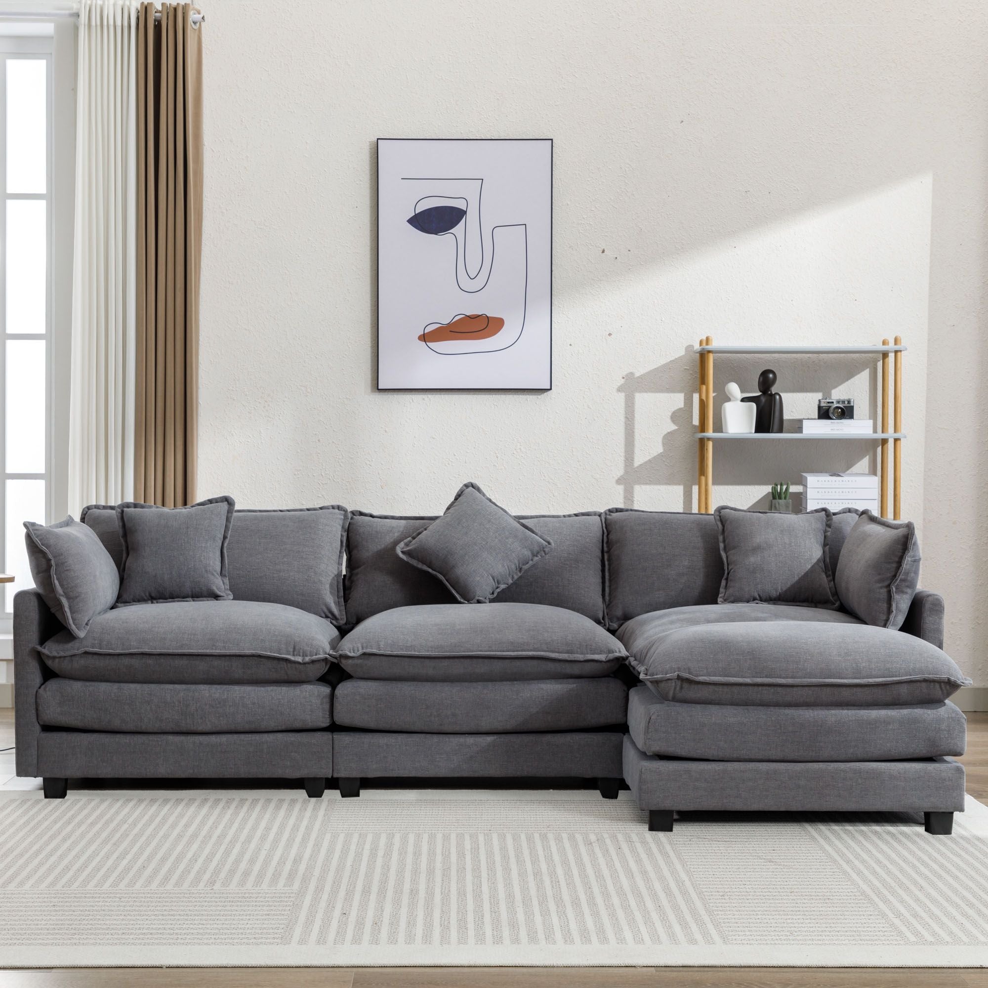 L-Shape Sofa with Ottoman