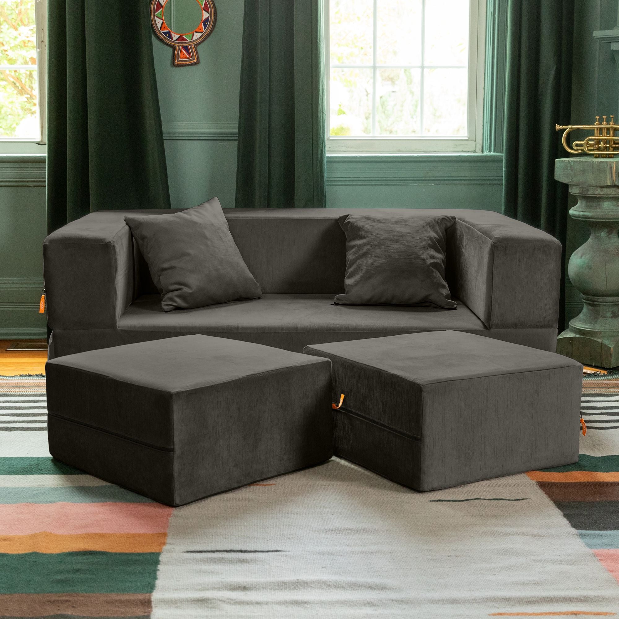 Convertible Loveseat & Ottomans