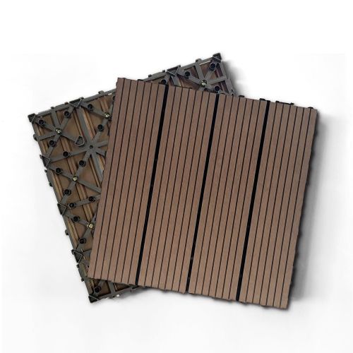 20pcs Wood Plastic Composite Deck Tiles, 12x12in