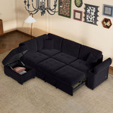 Sleeper Sectional Sofa Bed with Storage Ottoman