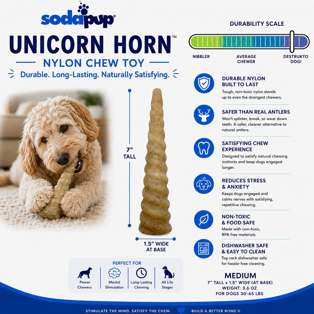 Durable Unicorn Horn Nylon Dog Chew Toy